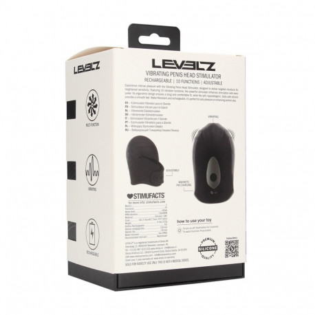 Adjustable Vibrating Silicone Penis Head Stimulator - Black
