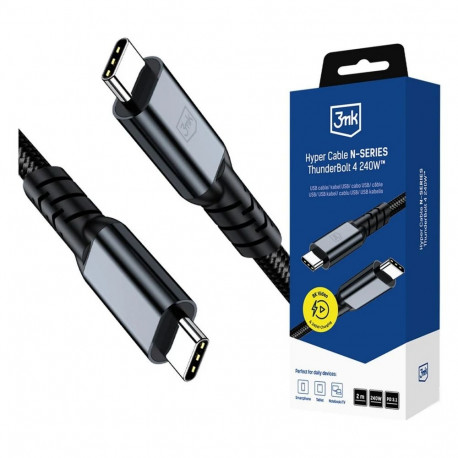 3mk kaabel N-SERIES Thunderbolt 4 2m 48V/5A 40Gb/s 240W 8K60Hz, must