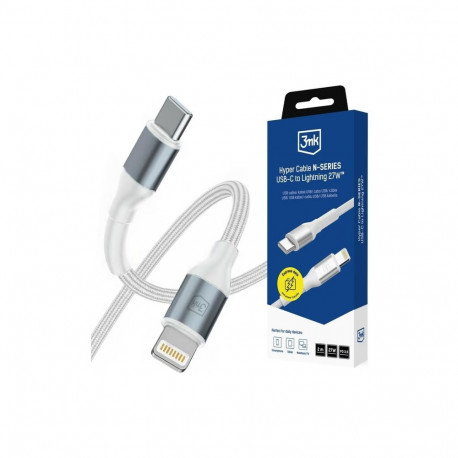 3mk kaabel N-SERIES C to Lightning 2m PD 3.0 9V/3A 27W, valge