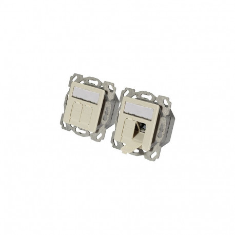 Võrgupesa Cat.6A 500MHz seinasisene ülalt/alt 2xRJ45, valge