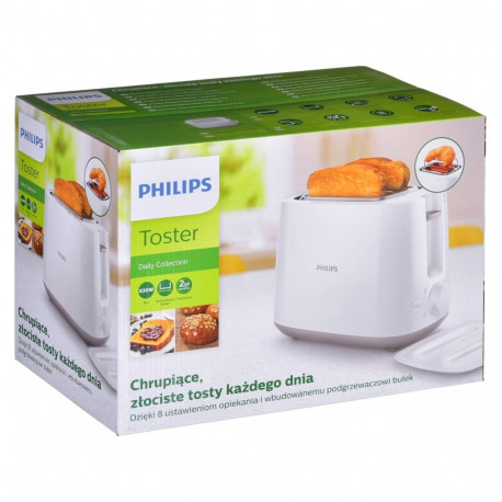 Toaster - Philips Daily Collection HD2582/00 8 Browning Settings, White