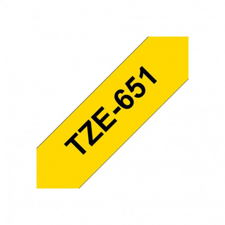 Brother lamineeritud teip TZe-651 8m 2.4cm, must kollasel taustal