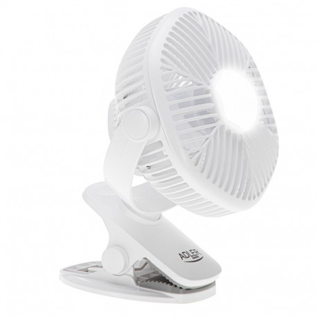 Adler lauaventilaator AD 7335 laetav klambriga 6W 12.7cm 3 kiirust pöörlev, valge