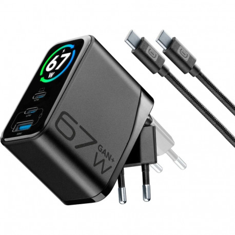 Laadija Cellular Line 2 USB-C 67W PD+1 USB-A 30W QC, kaabliga 1,5m