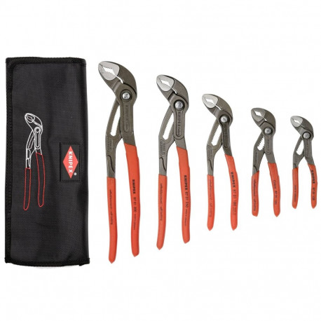 Cobra Zangen-Set, 5-teilig (rot, gezahnte Griffflächen, integrierter Klemmschutz)