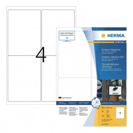 "HERMA Etik. A4 Outdoor Klebefolie weiß 99,1x139 mm 160 St."
