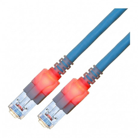 "EasyLan DualBoot LED Patchkabel RJ45 S/FTP Cat.6 (Class E), mit saCon Stecker, LSOH, blau, 1 m"