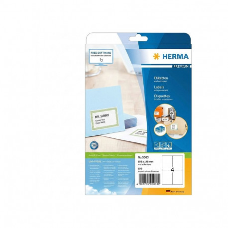 HERMA etiketid Premium A4 105x148mm paber 100tk, valge