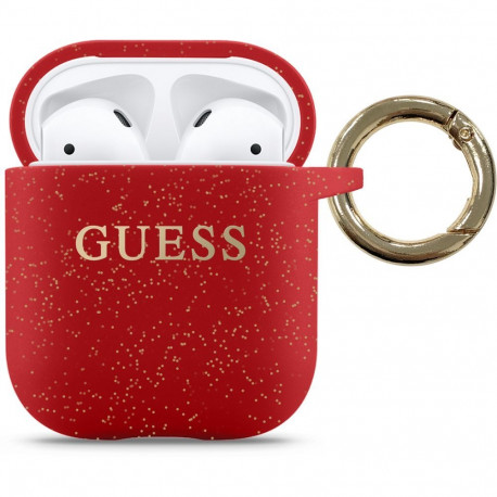 Guess Airpods Pro Glitter Silicone Case Red