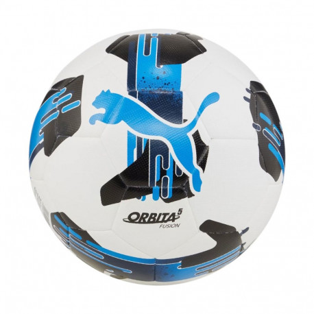 Piłka nożna Puma Orbita 5 Fusion biało-niebiesko-czarna 84331 05