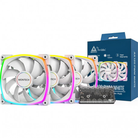 Montech ventilaatorid AX120 PWM ARGB 3tk, valge