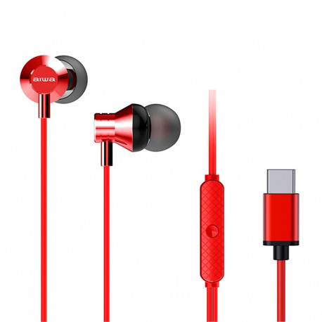 AIWA In-Ear stereo austinas ar mikrofonu  sarkanas (USB)