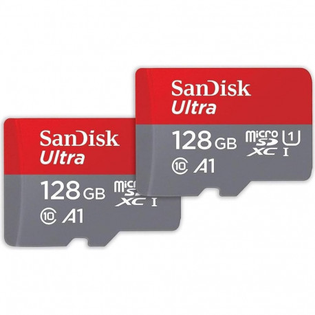 SanDisk Ultra microSDXC 128GB + SD Adapter 140MB/s  A1 Class 10 UHS-I - 2-pack  EAN: 619659200596