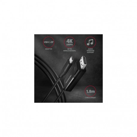 Axagon USB-C-DisplayPort-kaabel-adapter RVC-DPC aktiivne DisplayPort-monitori, -teleri või -projekto