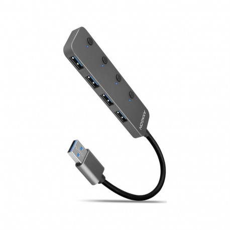 AXAGON HUE-MSA 4x USB3.2 Gen 1 SWITCH hub  metal  micro USB power IN  20cm USB-A cable