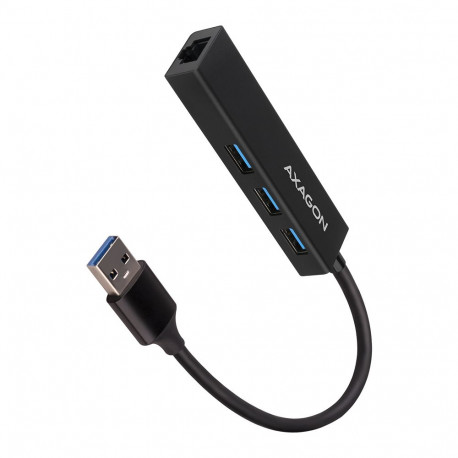 AXAGON USB-jaotur HMA-GL3A metallist 3x USB-A + GLAN USB3.2 Gen 1 20cm USB-A kaabel
