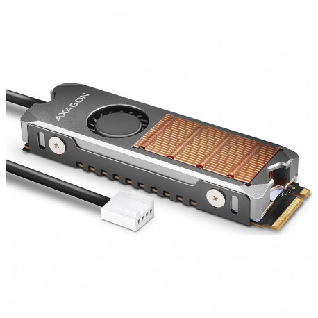 AXAGON CLR-M2FAN active fan - M.2 SSD  80mm SSD  copper body  silicone thermal pads  height 13mm