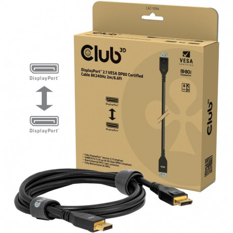 Club3D DP-kaabel DP80 sertifitseeritud 2m 10K/8K/4K St/St jaemüügipakend