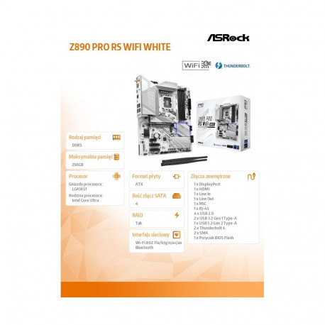 Z890 PRO RS WIFI valge ATX emaplaat