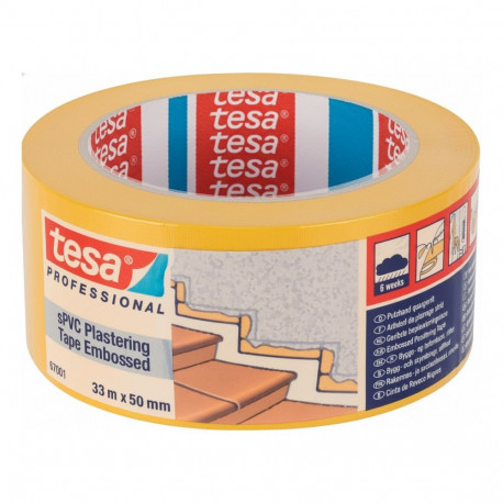 "Tesa Putzband, sPVC 33m x 50mm quergerillt gelb 67001"