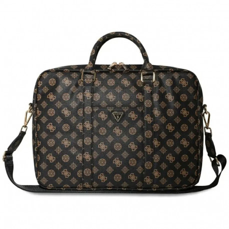 Guess 4G Peony Bag with Front Pocket Zipper Triangle Logo 16"  | black
