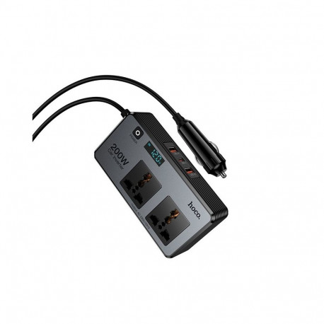 Smart dual car inverter charger Hoco 2 lighter ports max 200W PD66W/1C2A Z66 black
