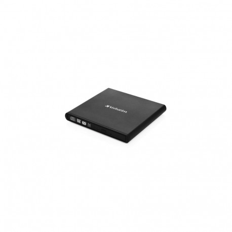 Verbatim 98938 External Slimline CD/DVD Writer External Optical Drive, USB-A, Black