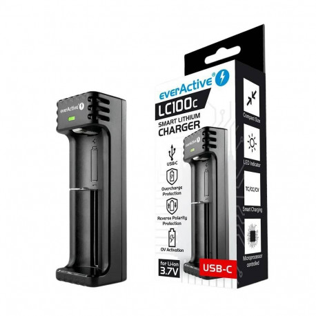 Battery Charger - everActive LC-100C Smart Lithium USB-C 1000 mA