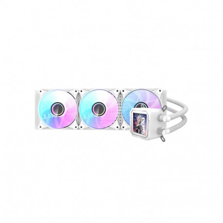 CPU Cooler - Darkflash DV360S 360mm, 3x 120mm PWM Fans, ARGB, IPS LCD Display, White