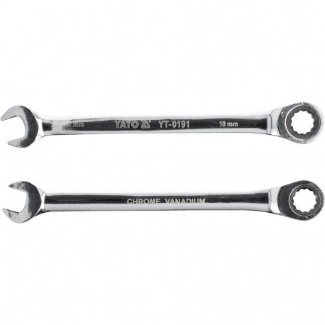 Yato Combination Ratchet Wrench YT-0191, 10mm, 72 teeth, CrV 6140, 160mm, 5°, dodecagonal, hardness 