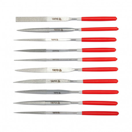 Yato Diamantfailide komplekt YT-6151, 10tk, 4x160mm, G150, 50mm, #70 süsinikteras, kroomitud, PVC kä