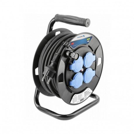 Hogert power cable extension HT1E721, 30m, 4 sockets, 3000W, IP44, H05RR-F, 1.5mm², ergonomic handle