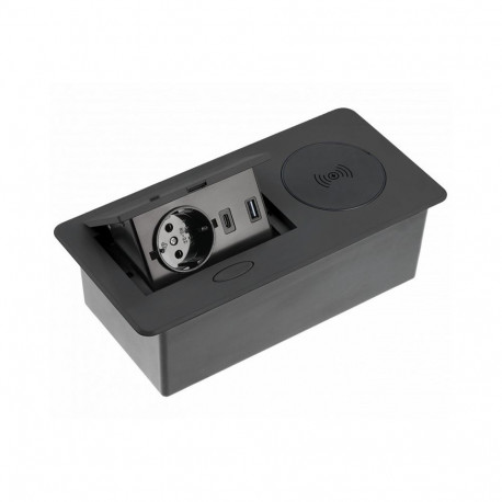 Galdā iebūvējama kontaktligzda ar bezvadu lādētāju, USB-A, USB-C, AVARO PLUS; AE-PB1SAVAP-20 GTV