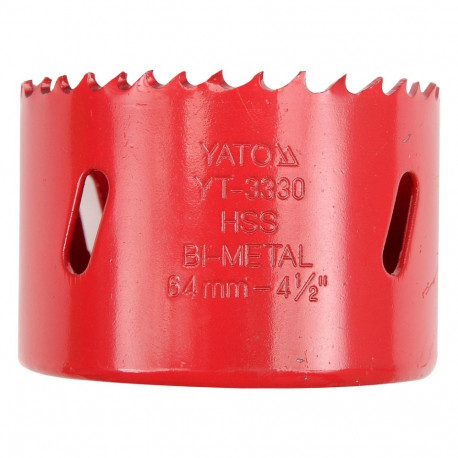Yato YT-3330 Bimetallist augurauasaag, 64 mm, HSS M3, 5/8" (16 mm) 18UNF, 40 mm, 4-6 TPI, terasele, 