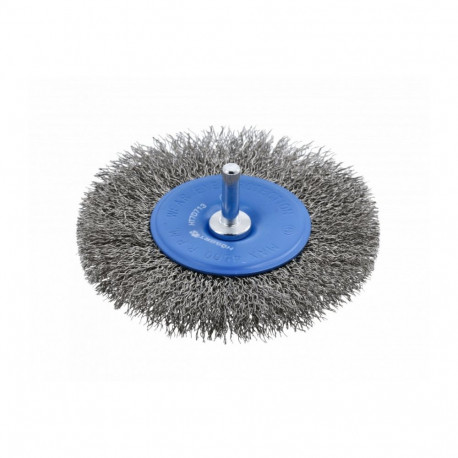 Hogert Disc Brush with Pin 75mm HT7D713, steel wire 0.3mm, max. rotation 4500 RPM, for cleaning weld