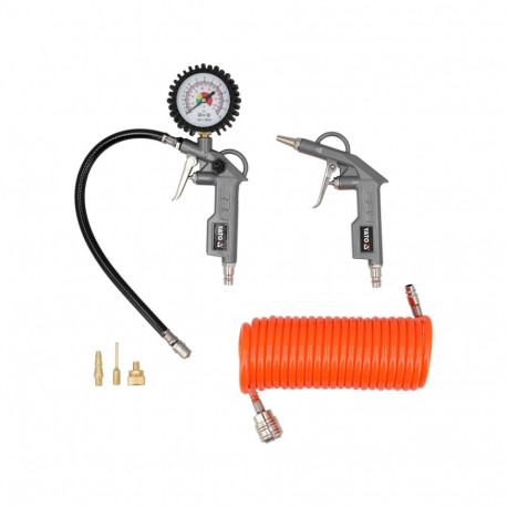 Yato Pneumatic Kit YT-23780, 6 pcs, 0.8 MPa, 5 m PU hose, blow gun, tire inflating gun, adapters x3
