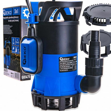 3in1 plastic submersible pump for dirty & clean water with float switch GEKO G81475 550W 230V