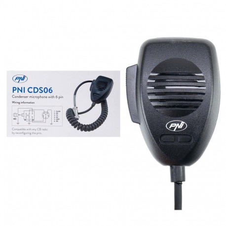 PNI CDS06 6-pin kondensaator-mikrofon CB-raadiojaamale, ühilduv CB Presidenti, Midlandi ja Albrechti