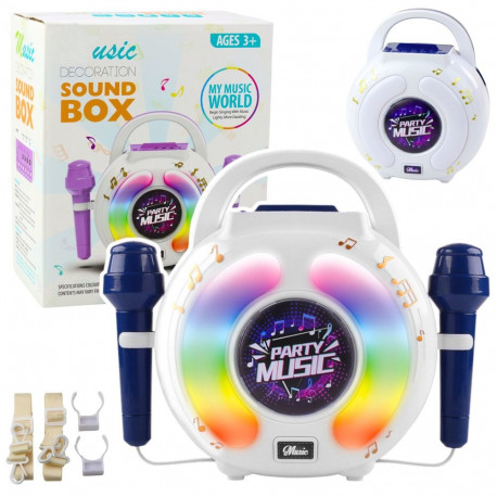karaoke komplekt kaks mikrofoni kõlar bluetooth MP3 salvestus LED