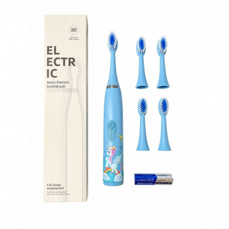 iLike Kids Sonic Electric Toothbrush, Waterproof, 5 Brush Heads (1+4 Replacement Heads), Battery Pow