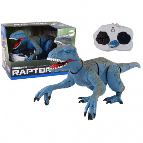 Zdalnie Sterowany Dinozaur Velociraptor Dźwięk Odgłosy Ryczenia Niebieski