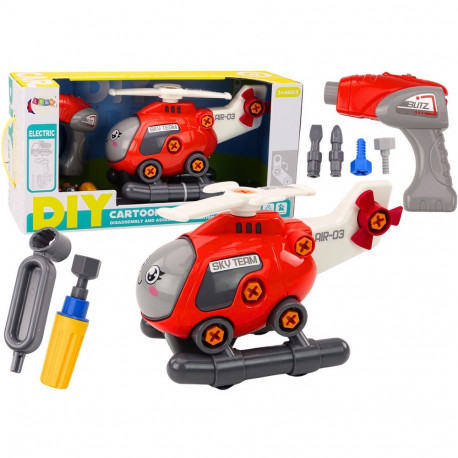 Helikopter Kreskówkowy Do Skręcania DIY Czerwony
