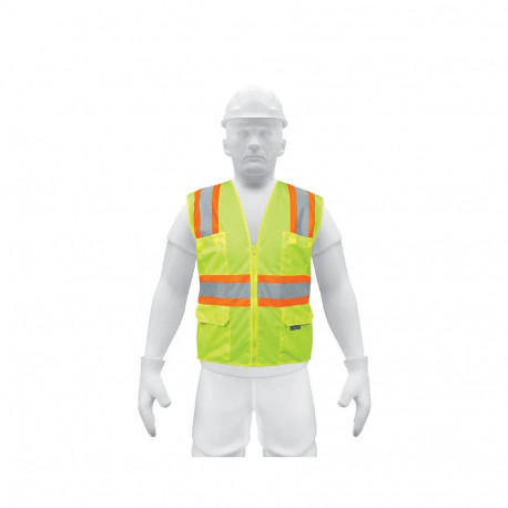 Truper high-viz dafety vest with pockets, one size, lime (50pcs)