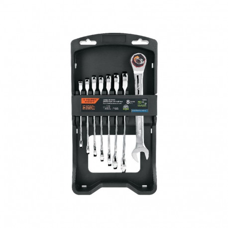 Truper Expert set of polished metric combination wrenches with ratchet, 8pcs 8-17mm