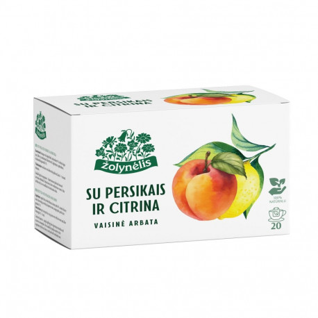 Puuviljatee ŽOLYNĖLIS virsiku ja sidruniga, 50 g (2,5 g × 20 tk) (2 tk)