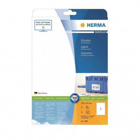 "HERMA Etiketten Premium A4 weiß 25,4x10 mm Papier 4725 St."