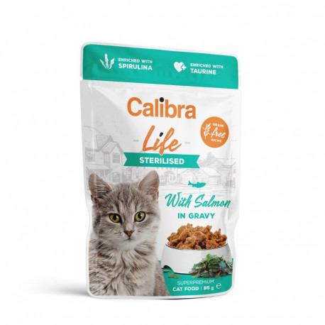 Calibra Life Sterilised Salmon wet food for cats 85g