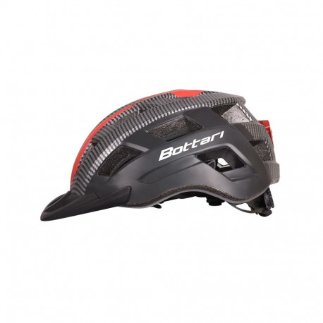 HELMET BIKE L/XL WITH LED RED+BLACK