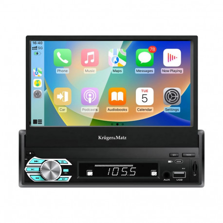 Kruger&Matz autoradio KM2018 väljatõmmatava ekraaniga 7" CarPlay/AndroidAuto