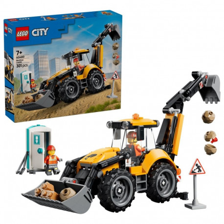Constructor - LEGO CITY 60480 Backhoe Loader 301 Pieces, 2 Minifigures, Yellow